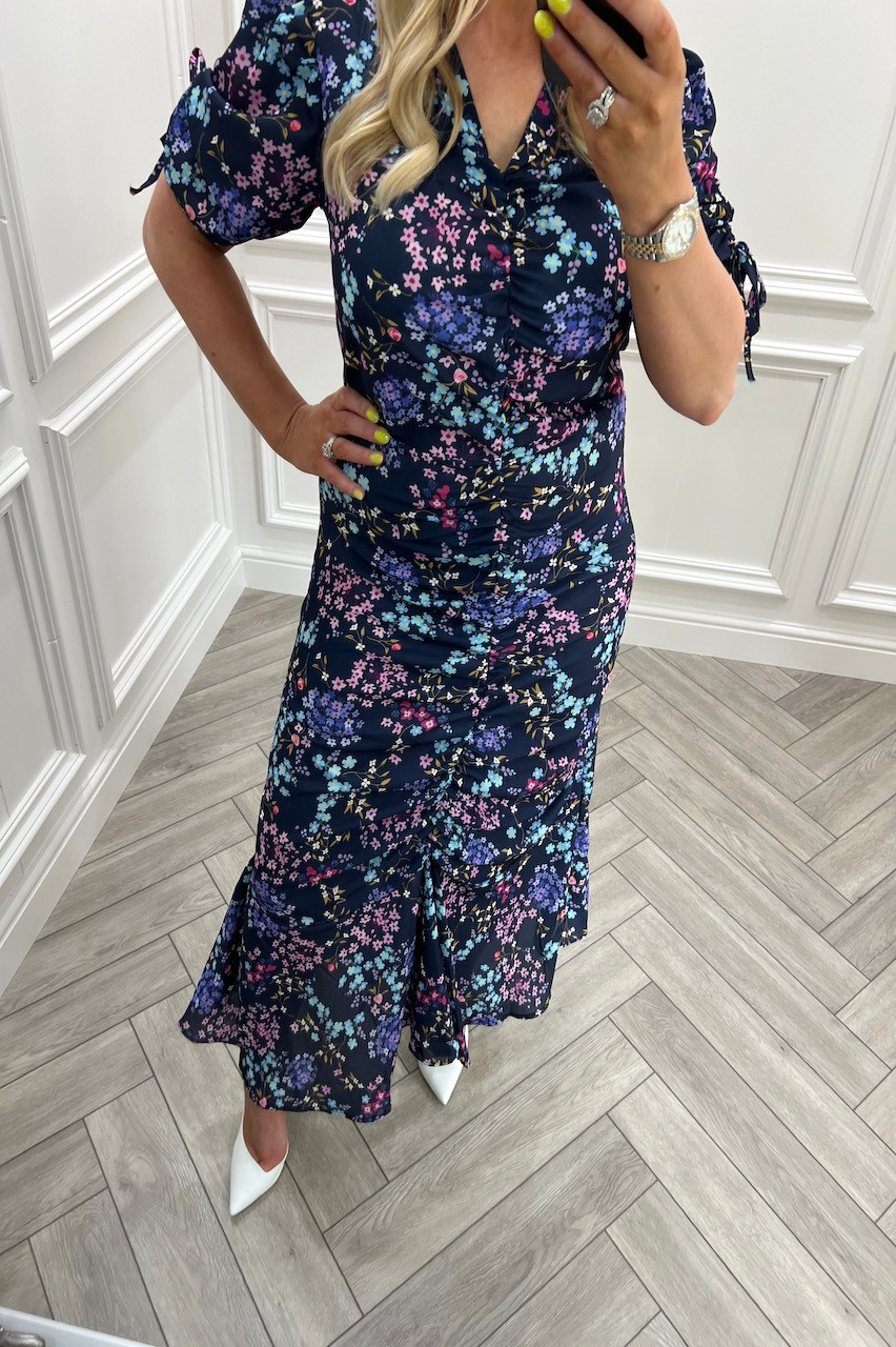 blue and pink midi dress