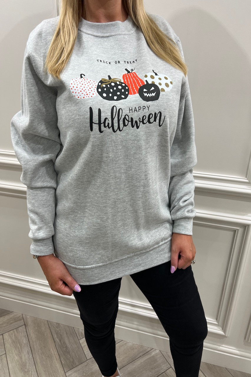 or Treat Want Trend - Halloween Pumpkin Jumper Trick That Grey