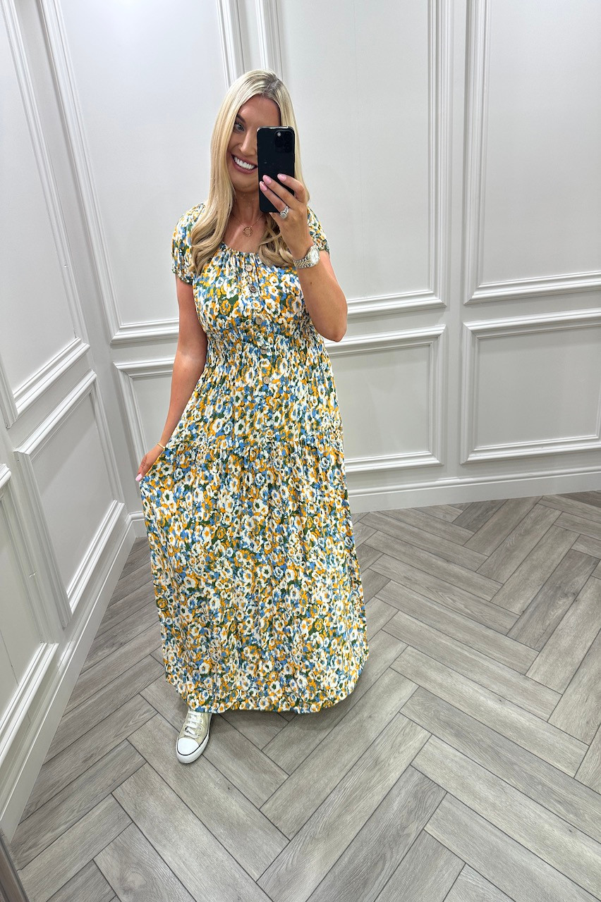 Green Moana Shirred Midi Dress - Want That Trend