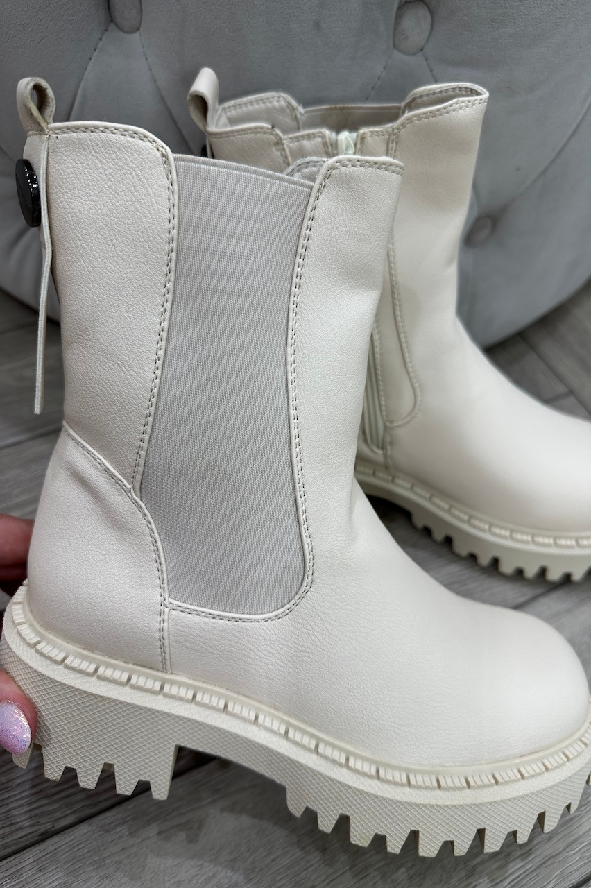 Cream boots