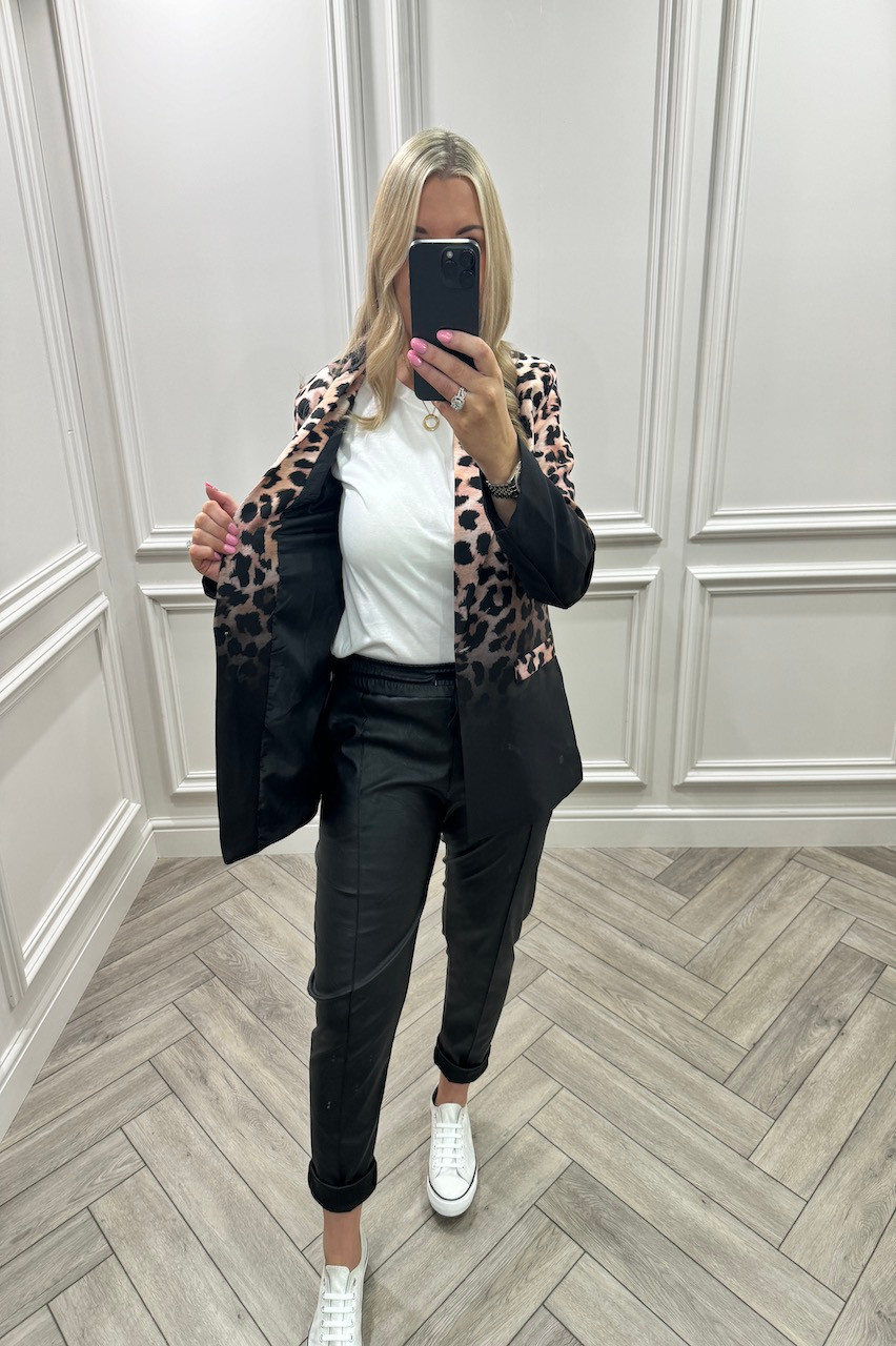 Black Love leopard Button Leopard Blazer - Want That Trend