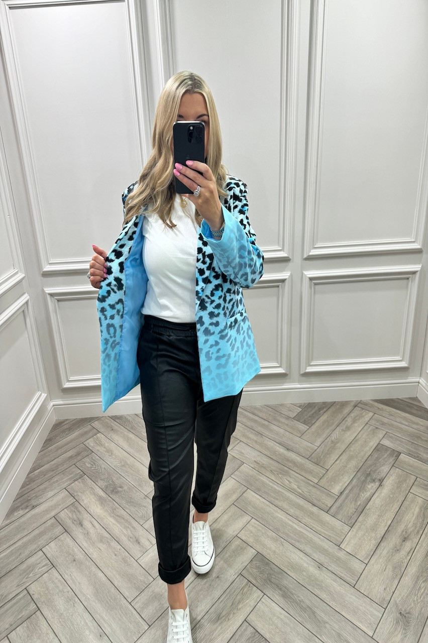 Blue Love leopard Button Leopard Blazer - Want That Trend