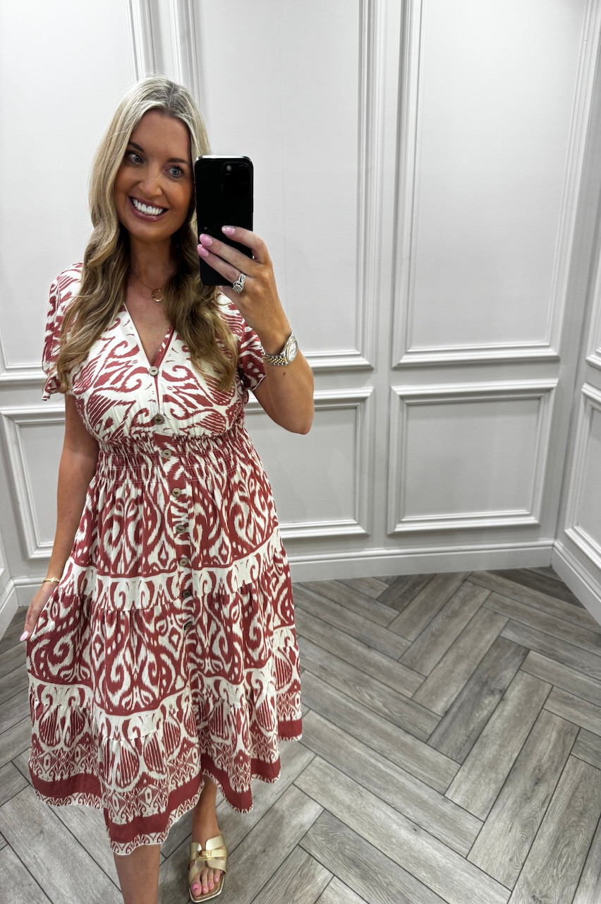 Belle Pink Shirred Midi Dress Want That Trend