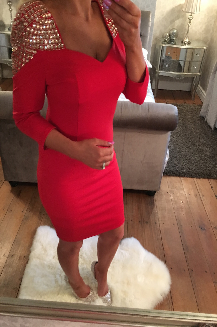 Lux Red Anastasia Jewel Bodycon Dress Want That Trend