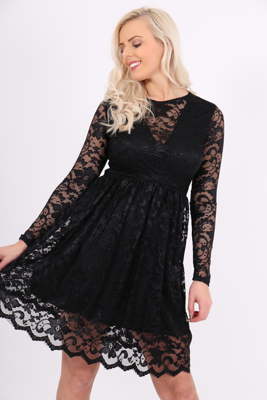 Hannah Black Lace Skater - Want That Trend
