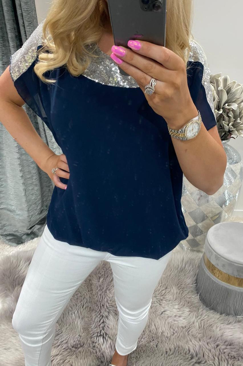 Sequin Detailed Chiffon Blouse