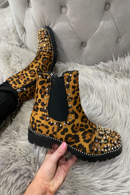 leopard studded boots
