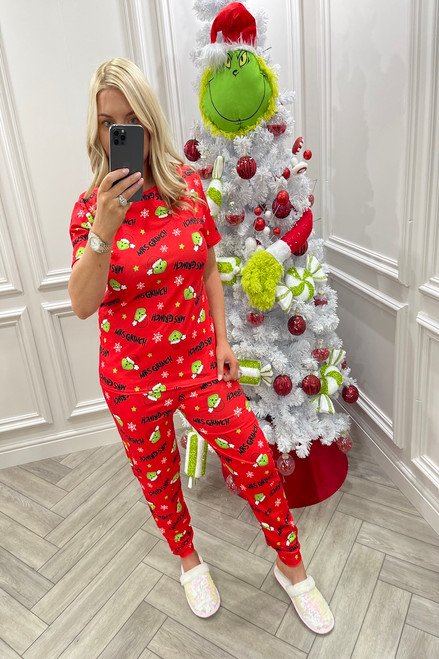 Red Mrs Grinch Christmas PJ's