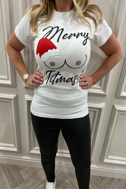 White Merry Titmas Christmas T Shirt