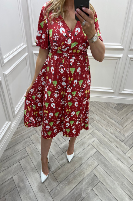 Red Magical Santorini Skater Dress