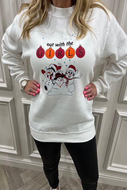 White Snowman Out with the Girls Christmas Sweatshirt
