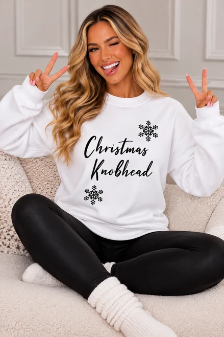 White Christmas Knob  head Christmas Sweatshirt