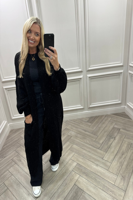 Skylar Black Longline Knitted Cardigan 