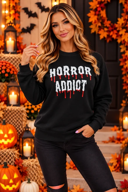 Black Horror Addict  Halloween Jumper