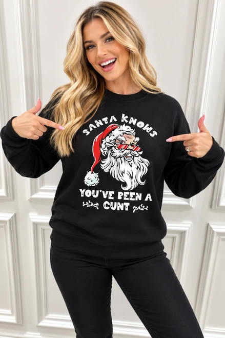 Black 'Santa Knows...' Christmas Sweatshirt 