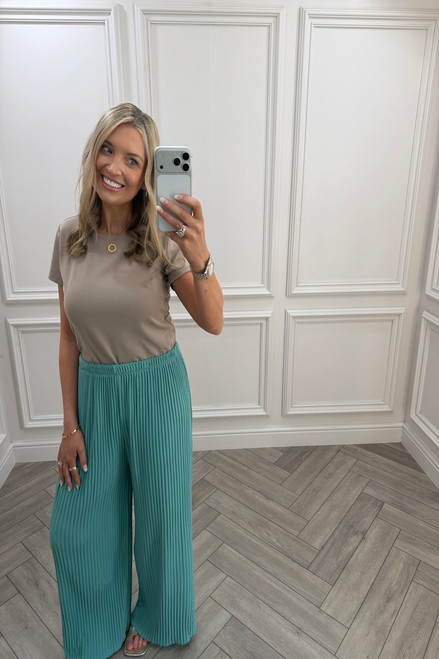 Teal Favourite Pleated  Trousers