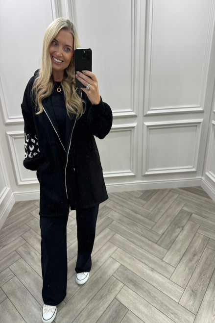 Black Leopard Snuggles Jacket 