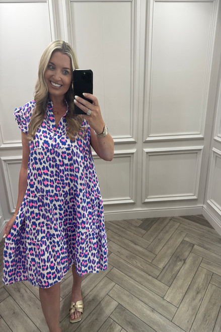 Blue & Pink Wild Cotton Leopard Tunic