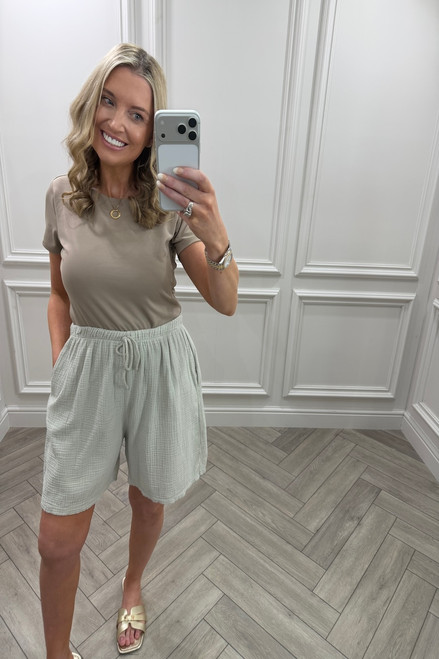 Lola Beige Double Cotton Shorts