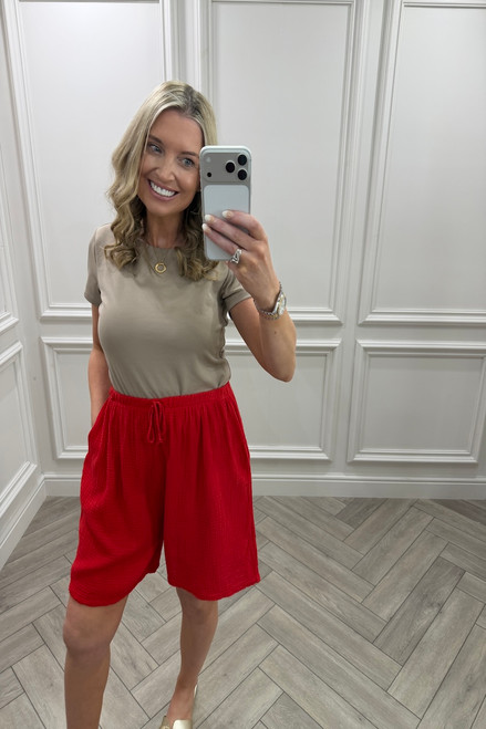 Lola Red Double Cotton Shorts