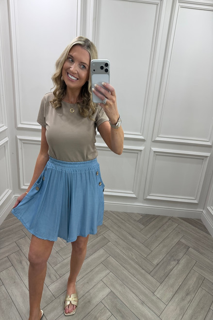 Roxy Light Denim Button Shorts