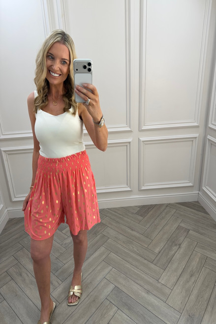 Macie Coral Polka Dot Elasticated Shorts