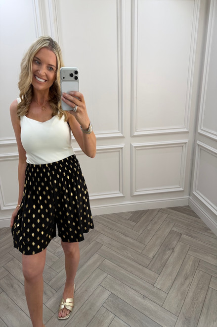 Macie Black Polka Dot Elasticated Shorts