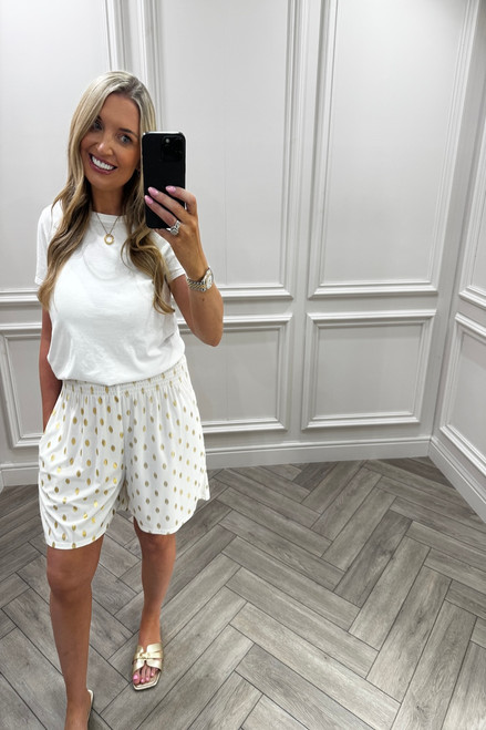 Macie Ivory Polka Dot Elasticated Shorts