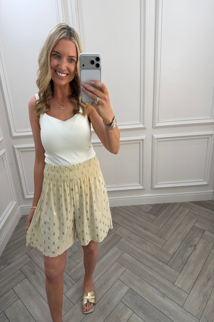 Macie Cream Polka Dot Elasticated Shorts