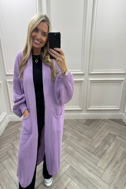 Skylar Lilac Longline Knitted Cardigan 