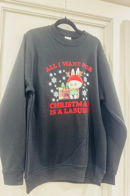 Black All I Want For Christmas Is A Labubu Christmas Sweatshirt 
