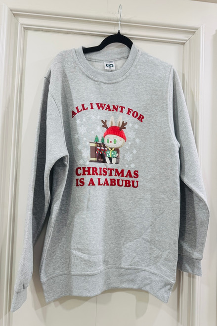 Grey All I Want For Christmas Is A Labubu Christmas Sweatshirt 