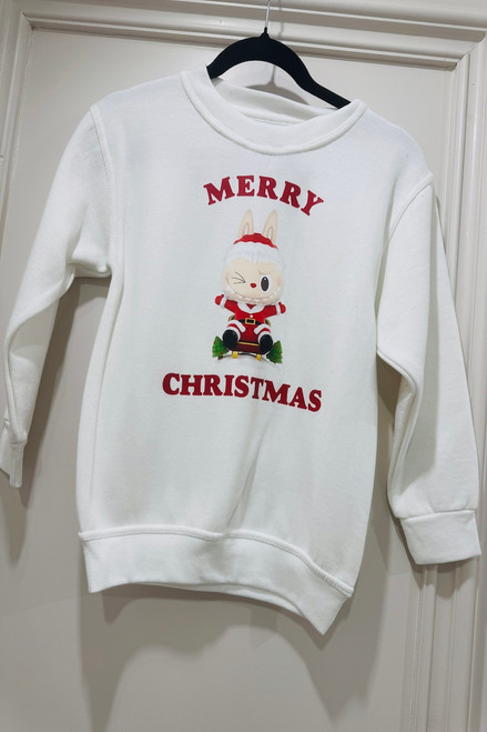 Children's White Labubu Merry Christmas Sweatshirt 