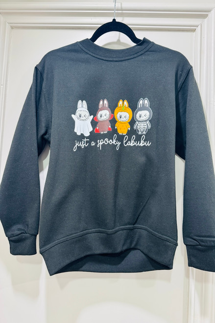 Children's Black Spooky Labubu Halloween Sweatshirt
