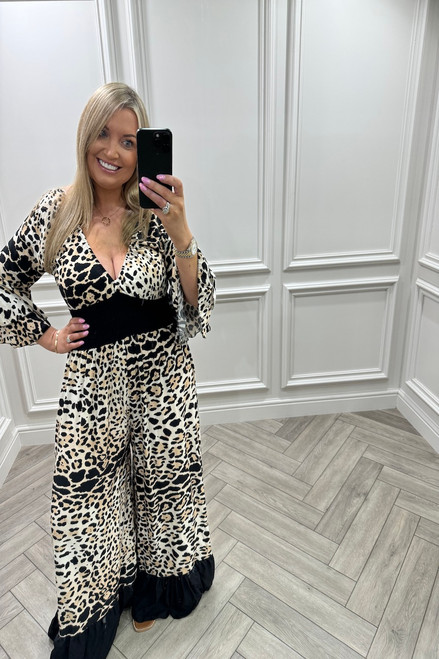 Black Wild Luxury Leopard Jumpsuit 