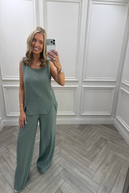 Khaki Allure Cotton Co-Ord Set