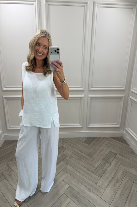 White Allure Cotton Co-Ord Set