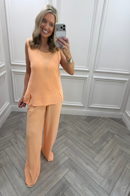 Coral Allure Cotton Co-Ord Set