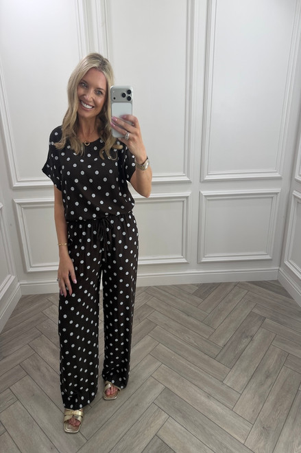 Brown & White Monaco Polka Co-Ord