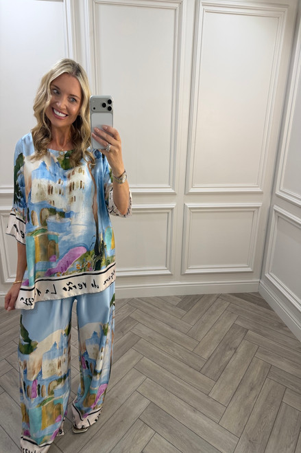 Light Blue Capri Trouser Co-Ord
