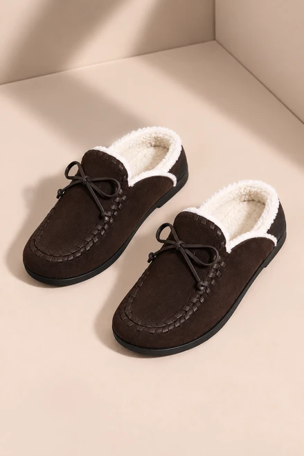 Brown Luna Moccasin Style Mules