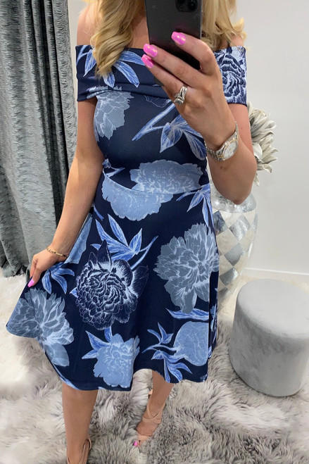 Navy Avery Bardot Skater Dress