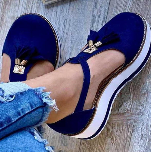 Chelsea Navy Tassel Sandal - Want That Trend