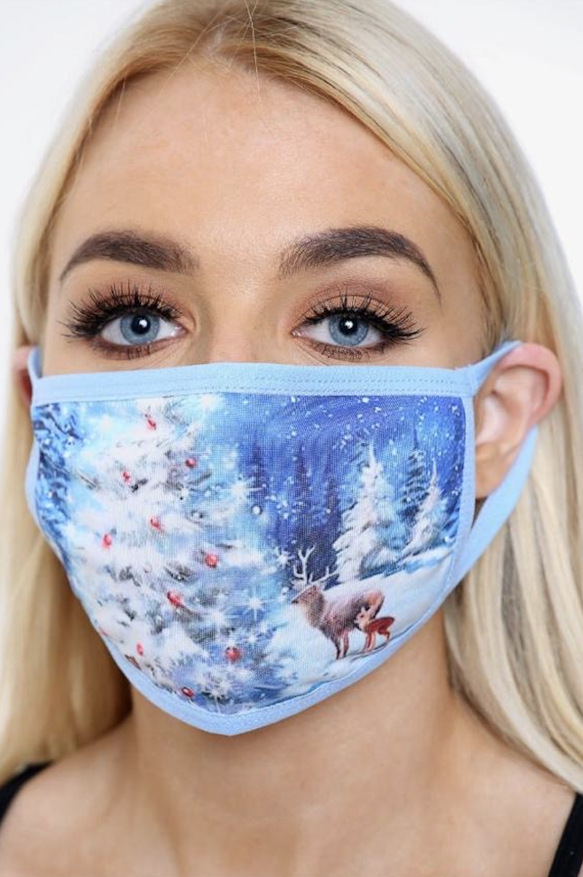 Blue Winter Wonderland Christmas Face Mask (one size)