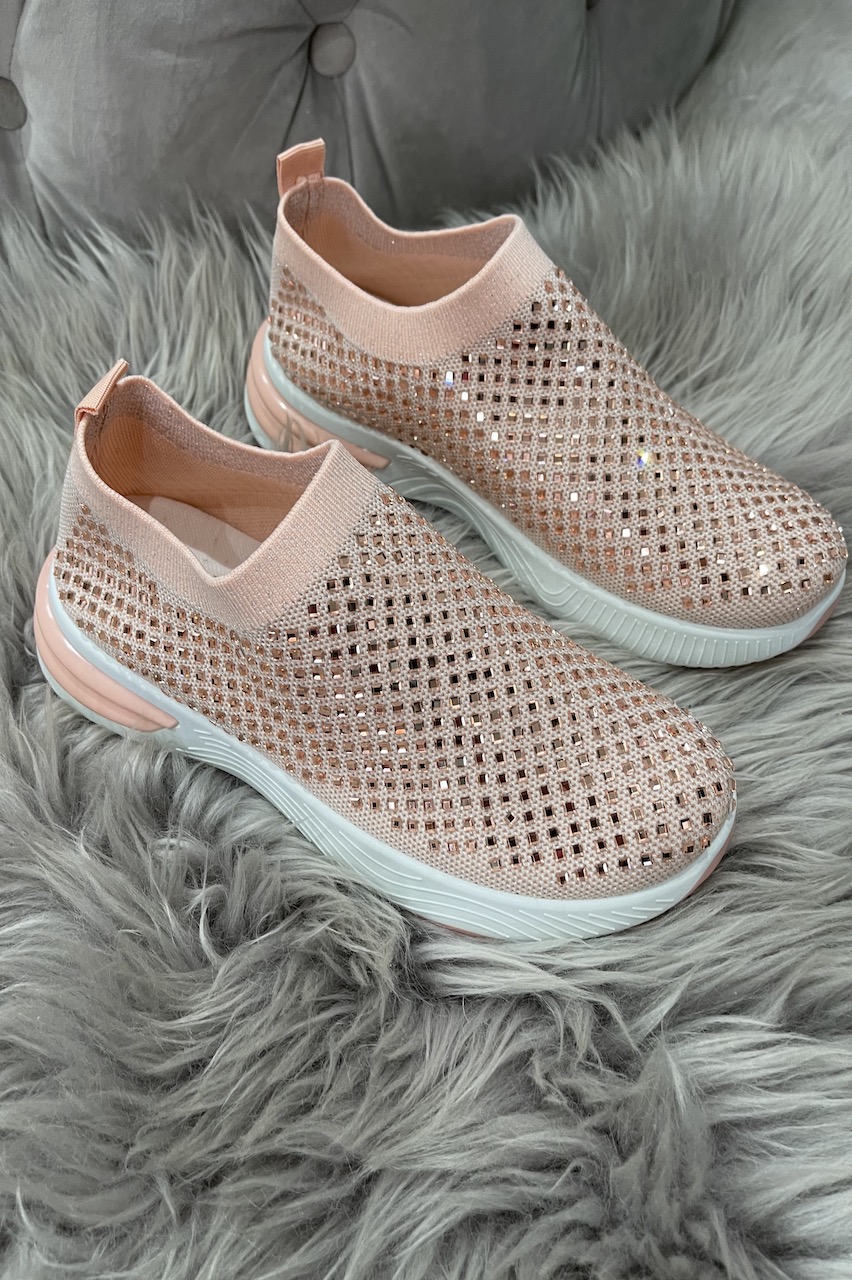 Jemm Pink  Sparkle Slip On Trainers