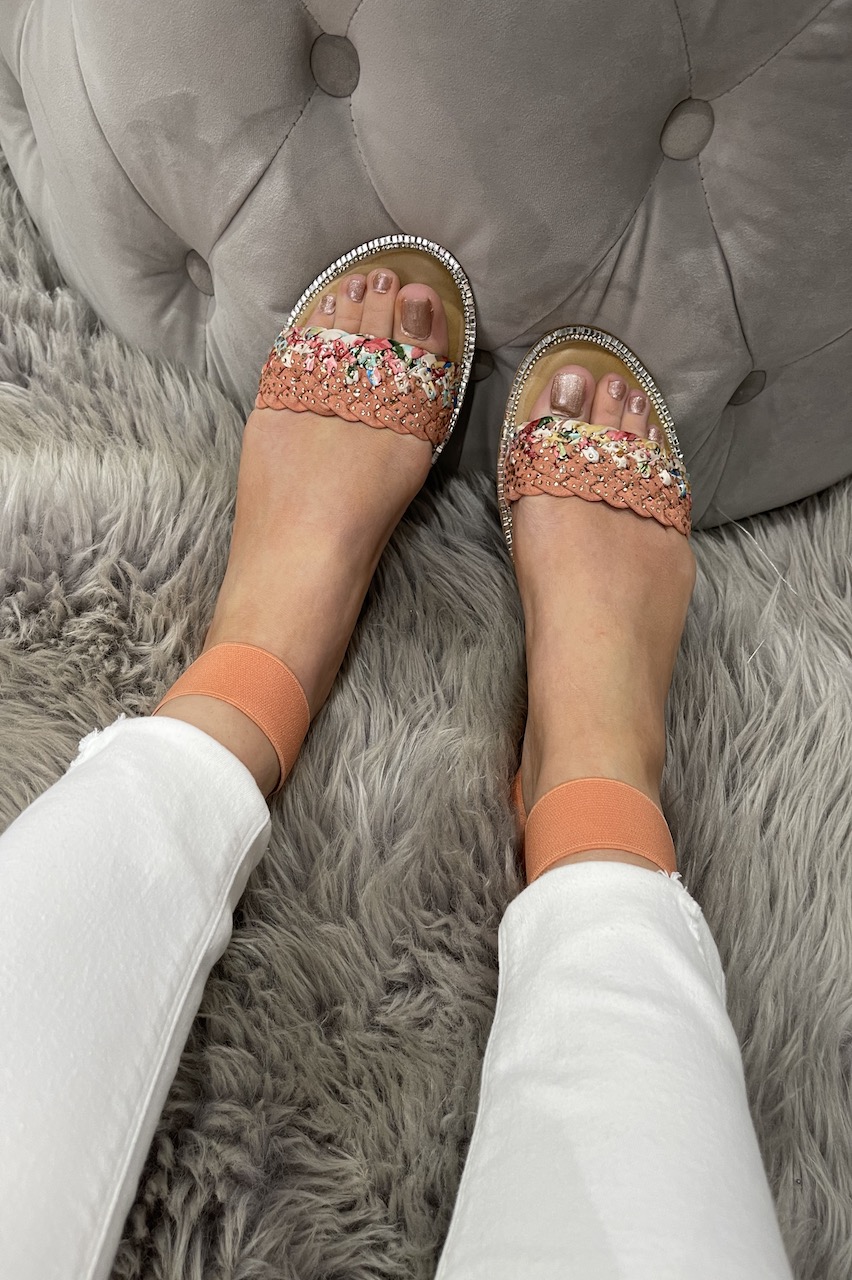 Pink embellished sandals clearance