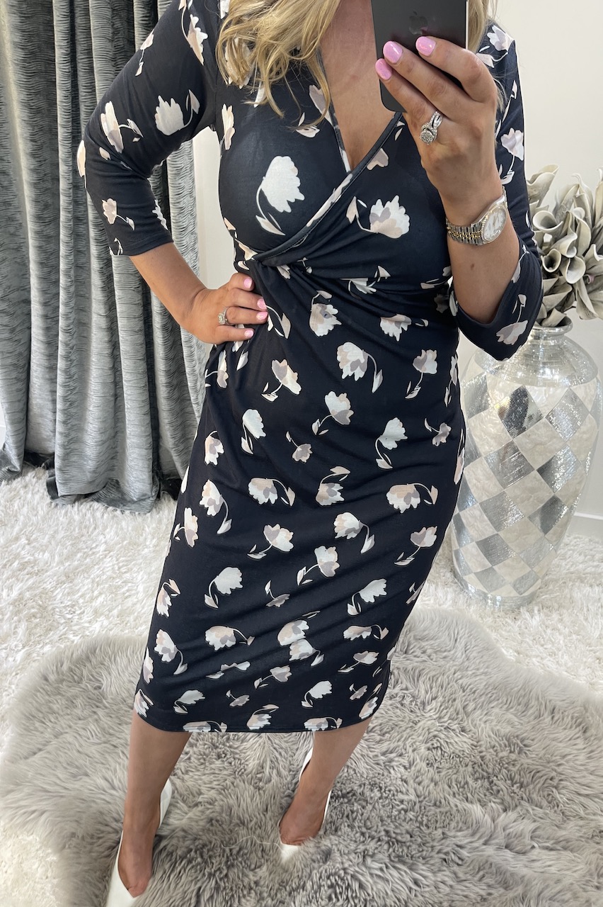 Neave Wrap Over Floral Midi Dress