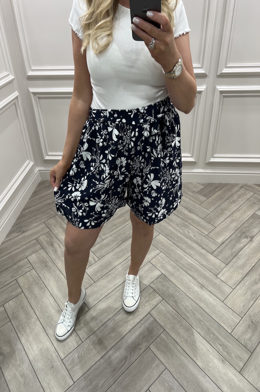 Stacey Navy Floral Shorts