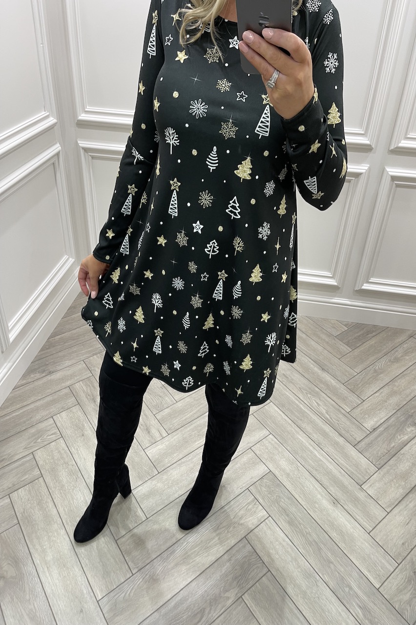 black christmas dress with sleeves