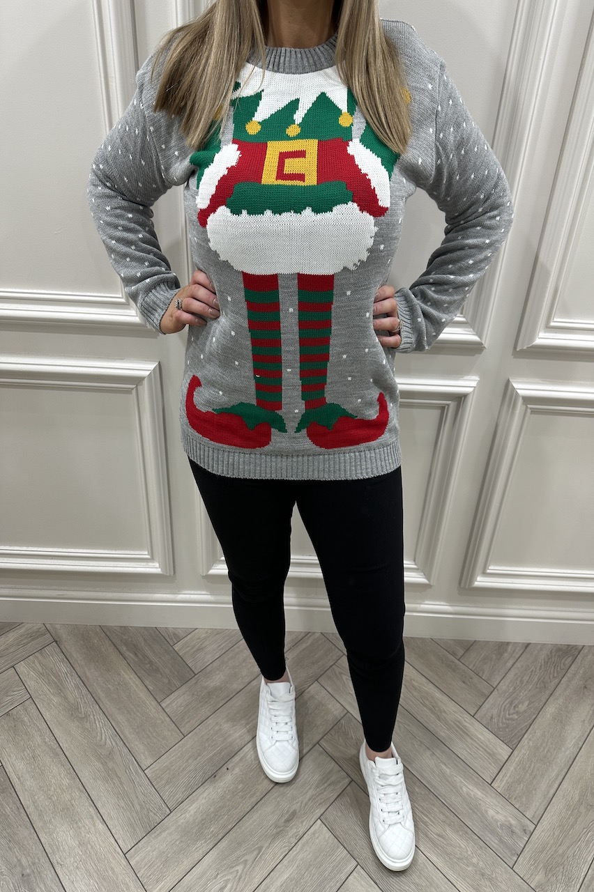 Grey Elf Christmas Jumper